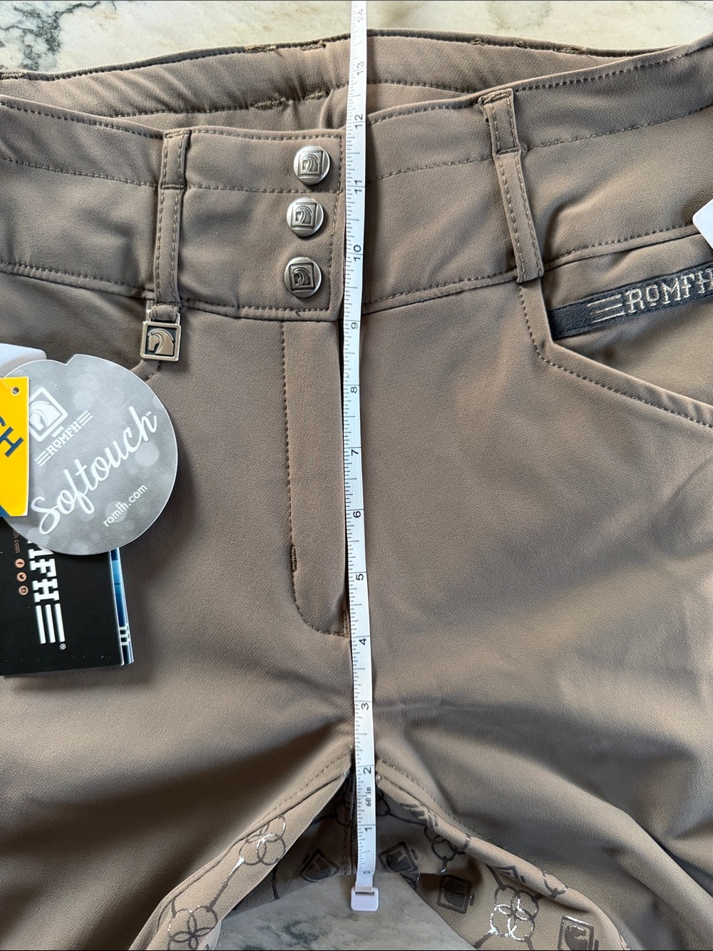 🤎NWT🤎 Romfh Brown Isabella Full Seat Riding Breeches with Printed Silicone Patch - Picture 10 of 13